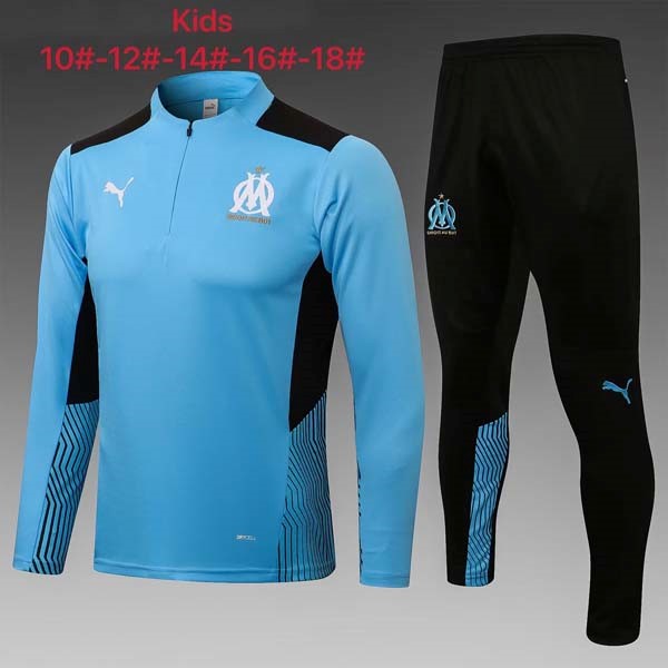 Kinder Sweatshirts Marseille 2022 Blau Schwarz Günstige Fußballtrikots